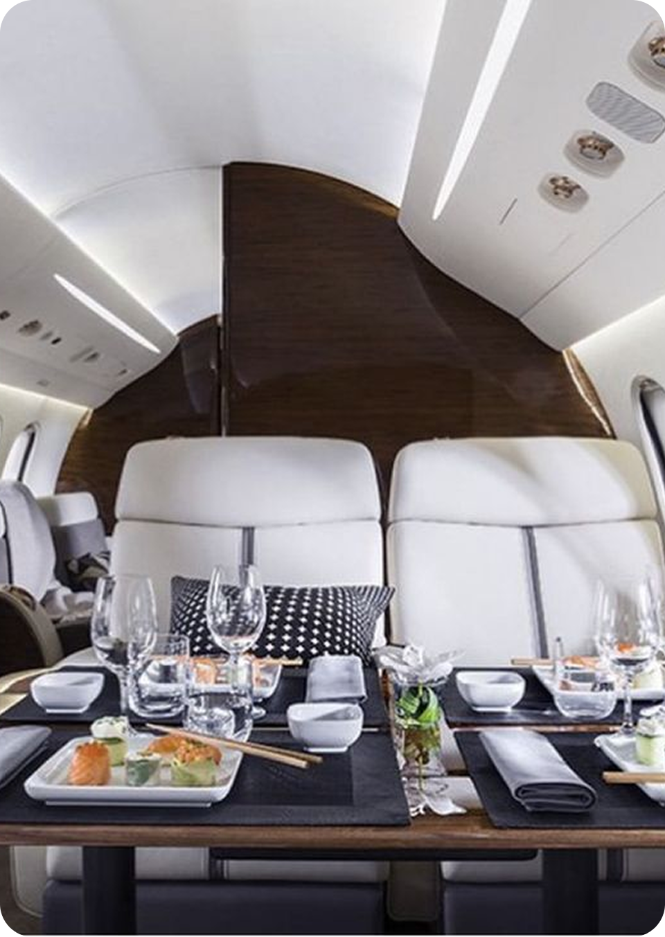 Luxury catering on a private jet